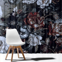 Skulls Roses And White Snakes Window Curtain - Wonder Print Shop