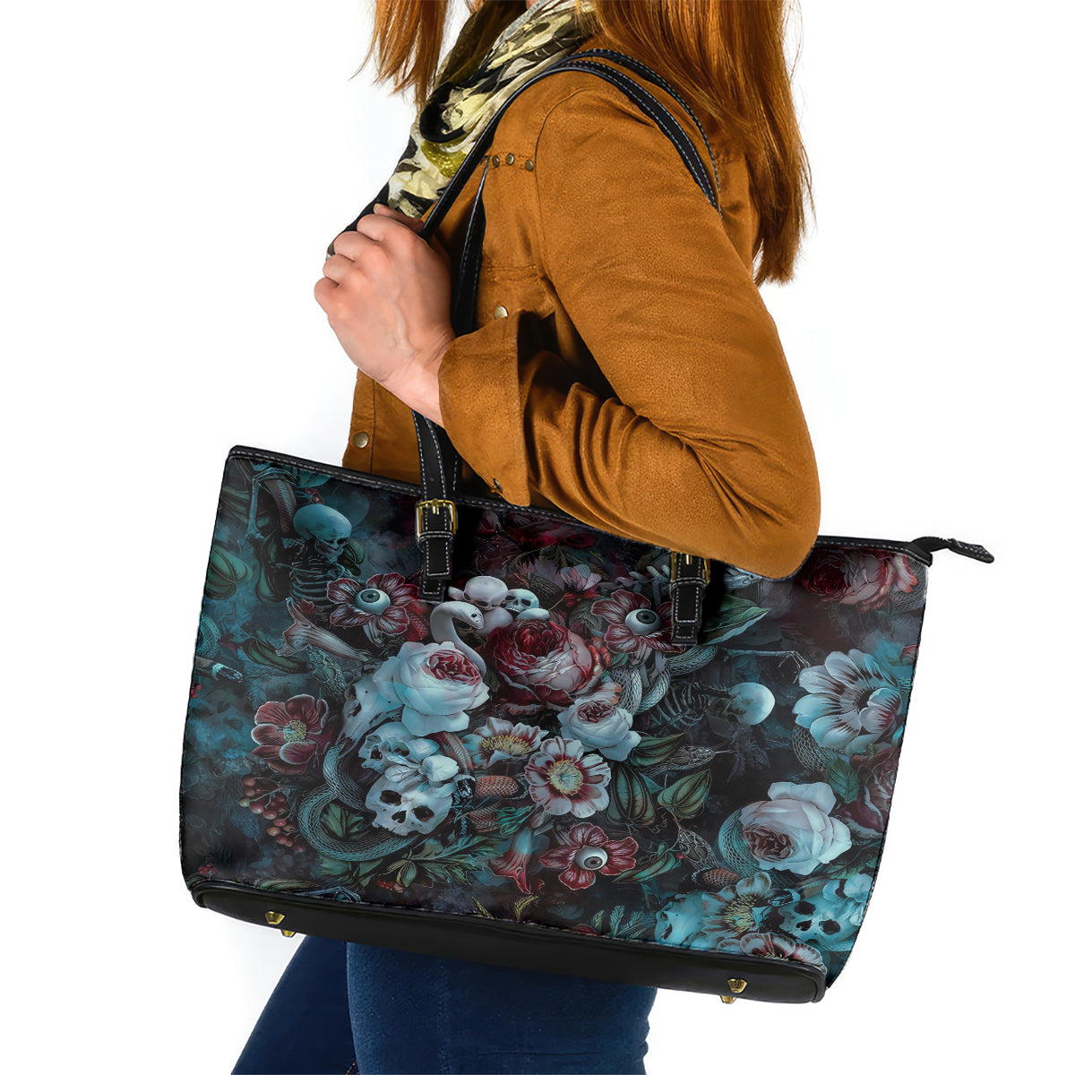 Eyes of Darkness Leather Tote Bag - Wonder Print Shop