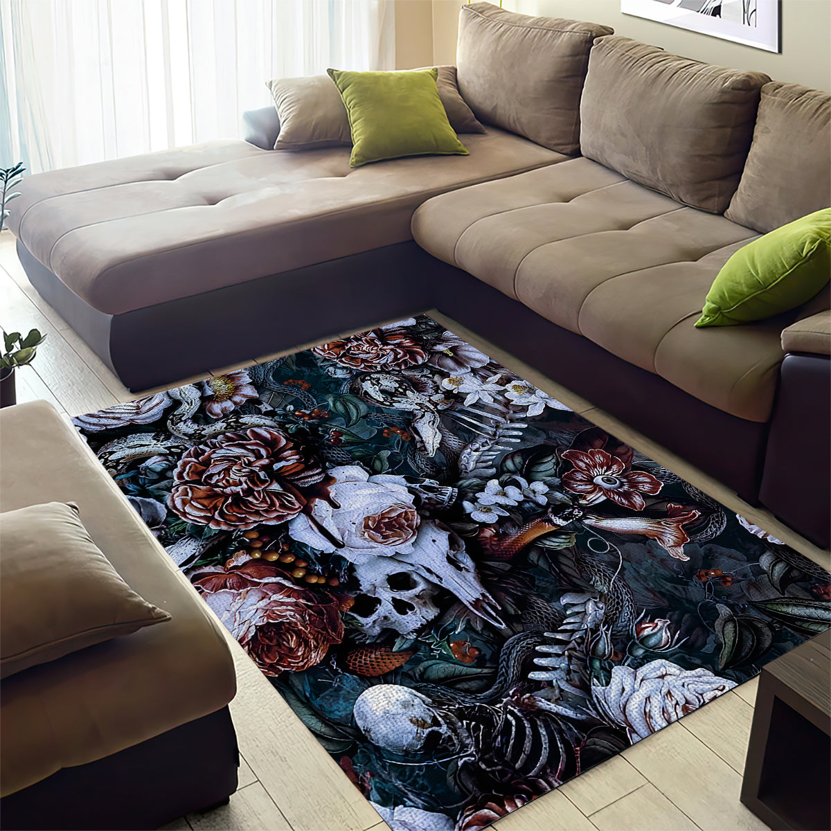 Skulls White Nightmare Area Rug - Wonder Print Shop