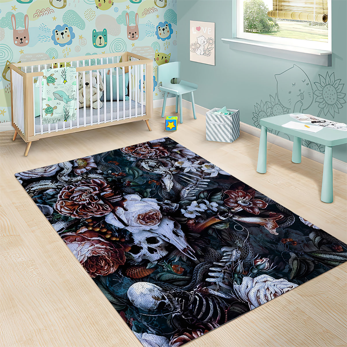 Skulls White Nightmare Area Rug - Wonder Print Shop