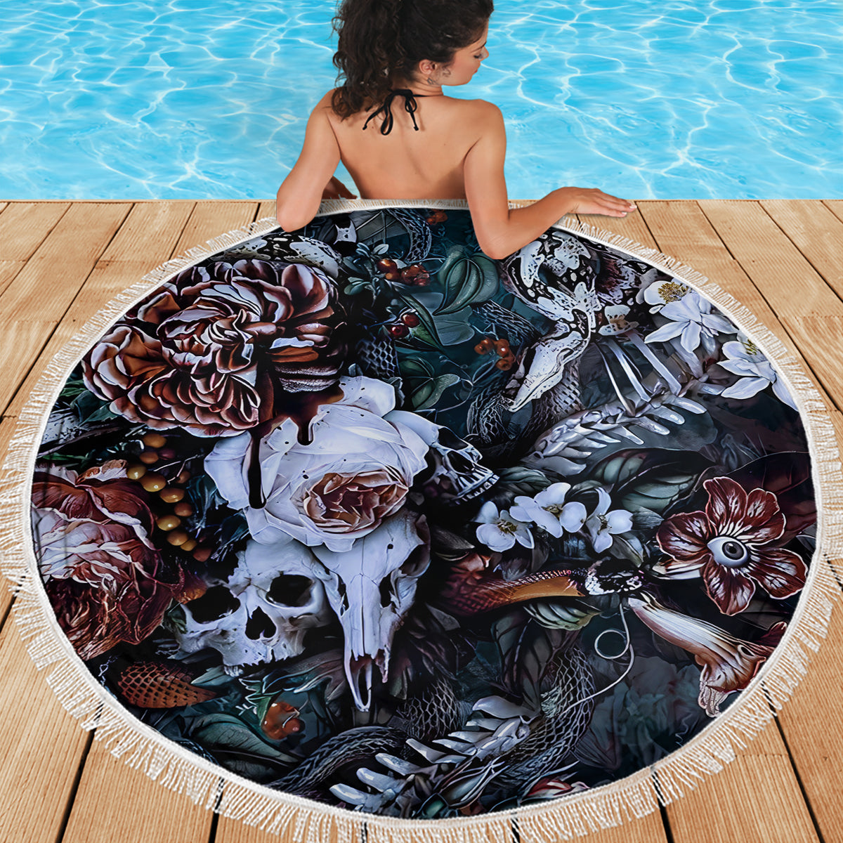 Skulls White Nightmare Beach Blanket - Wonder Print Shop