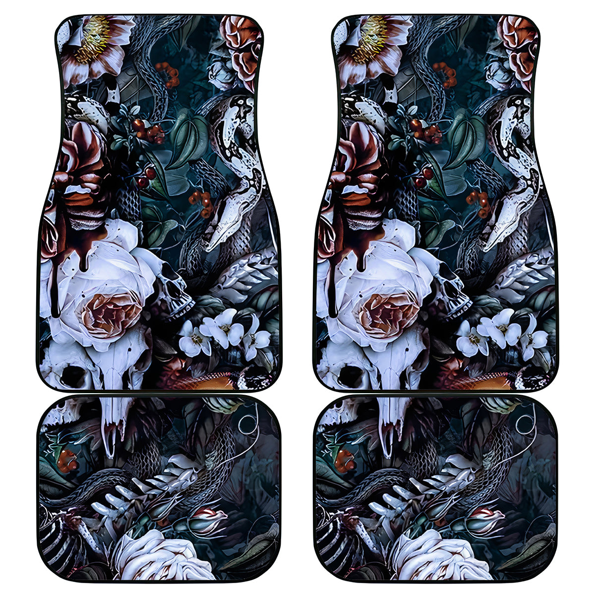 Skulls White Nightmare Car Mats - Wonder Print Shop