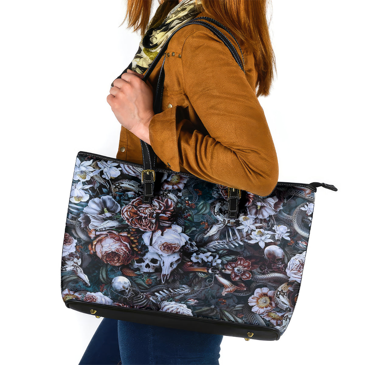 Skulls White Nightmare Leather Tote Bag - Wonder Print Shop