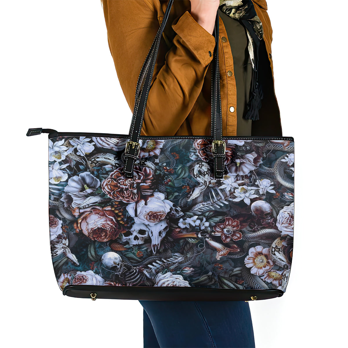 Skulls White Nightmare Leather Tote Bag - Wonder Print Shop