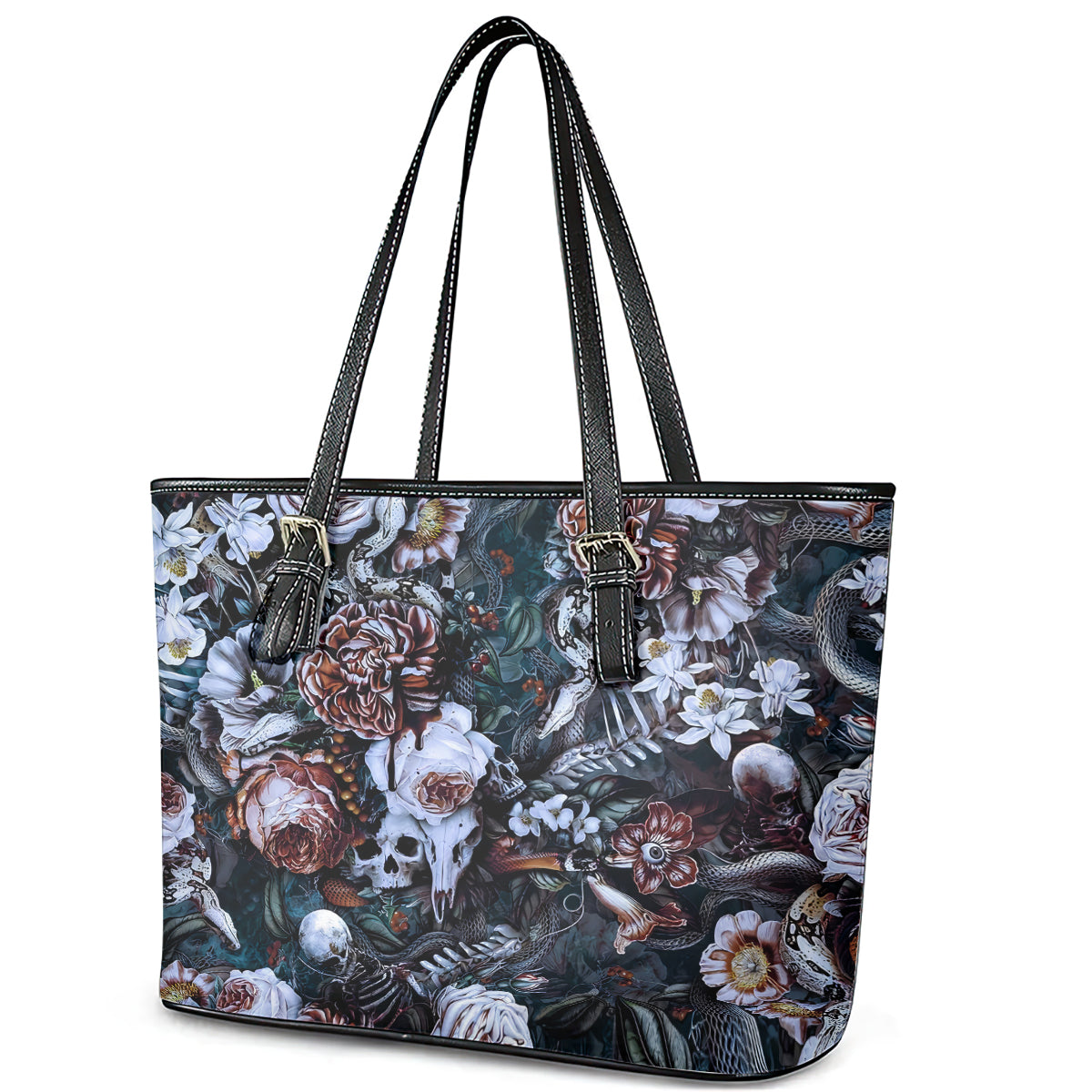 Skulls White Nightmare Leather Tote Bag - Wonder Print Shop