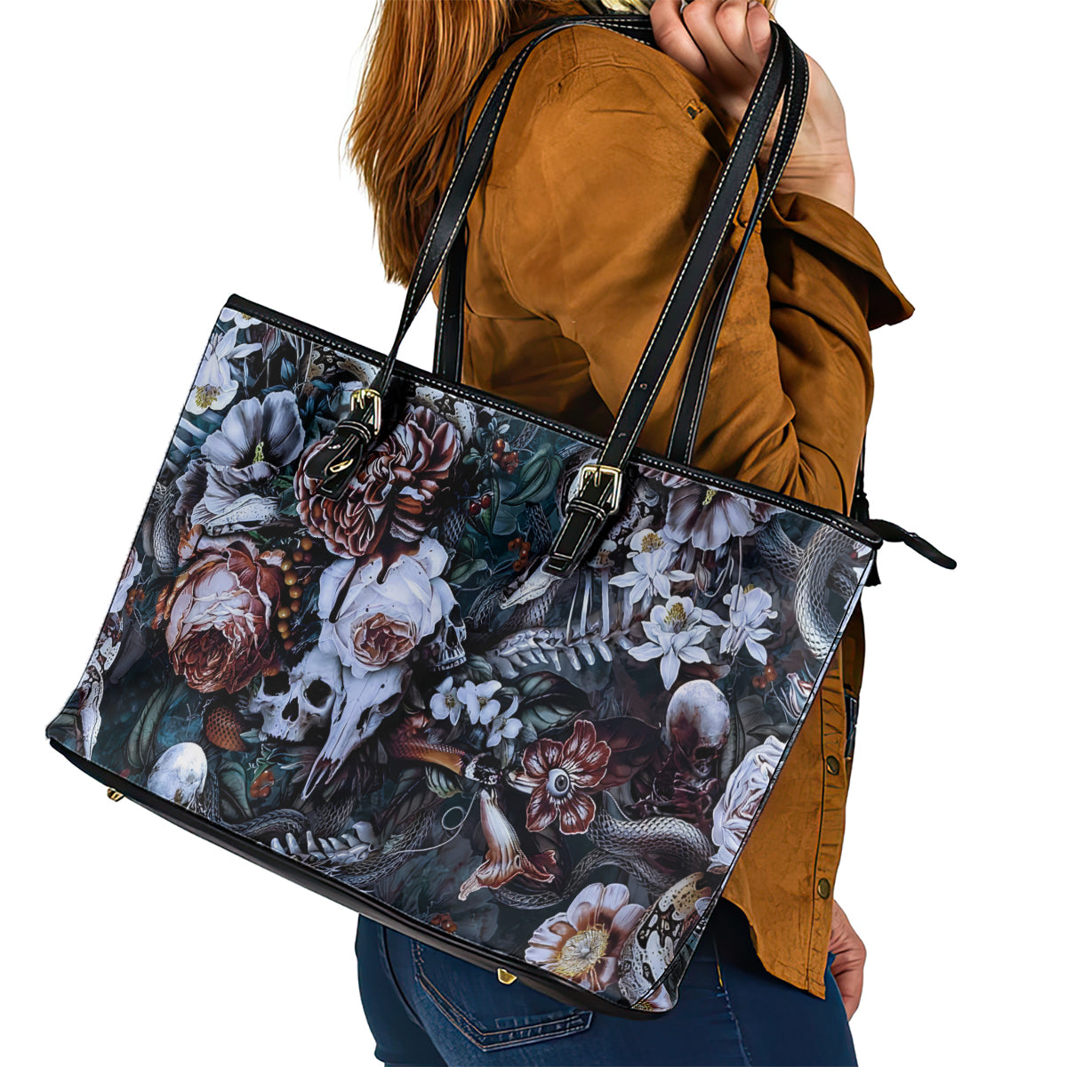 Skulls White Nightmare Leather Tote Bag - Wonder Print Shop