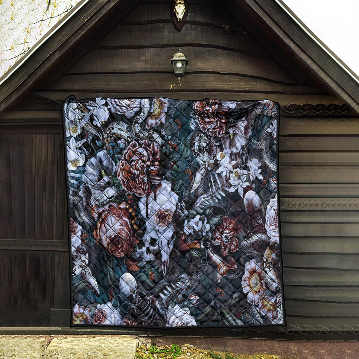 Skulls White Nightmare Quilt - Wonder Print Shop