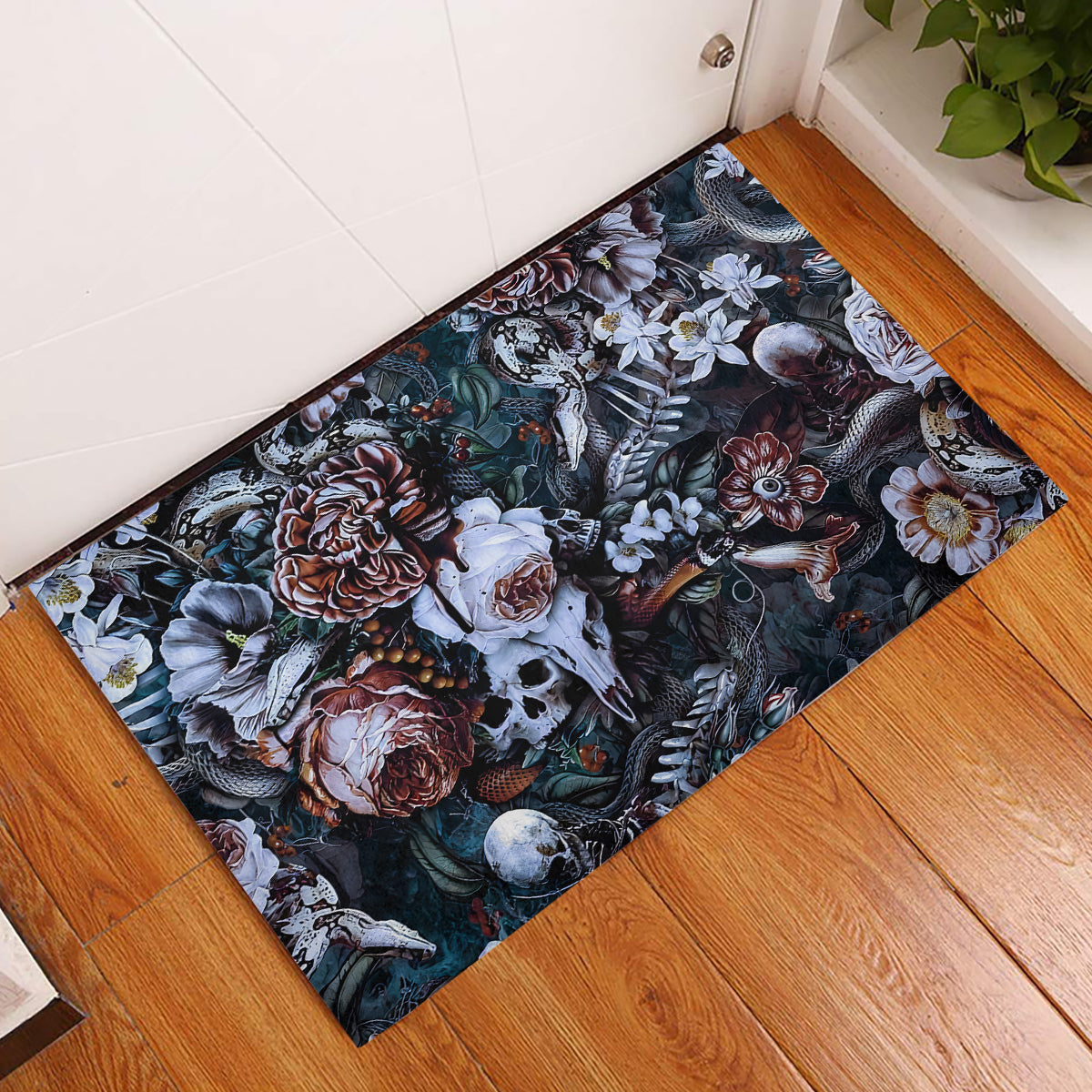 Skulls White Nightmare Rubber Doormat - Wonder Print Shop