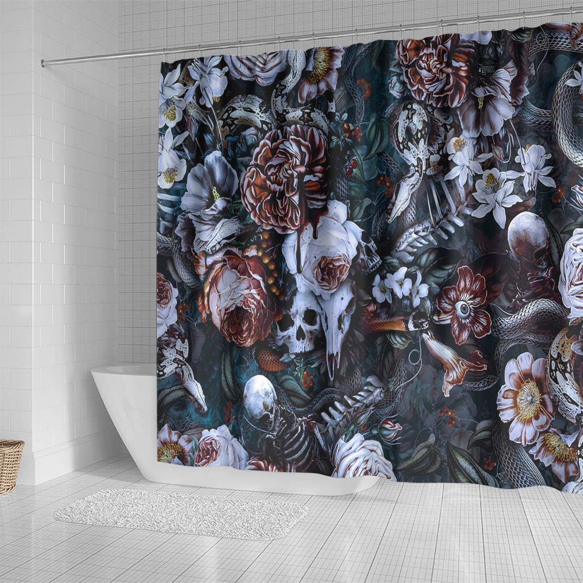 skulls-white-nightmare-shower-curtain