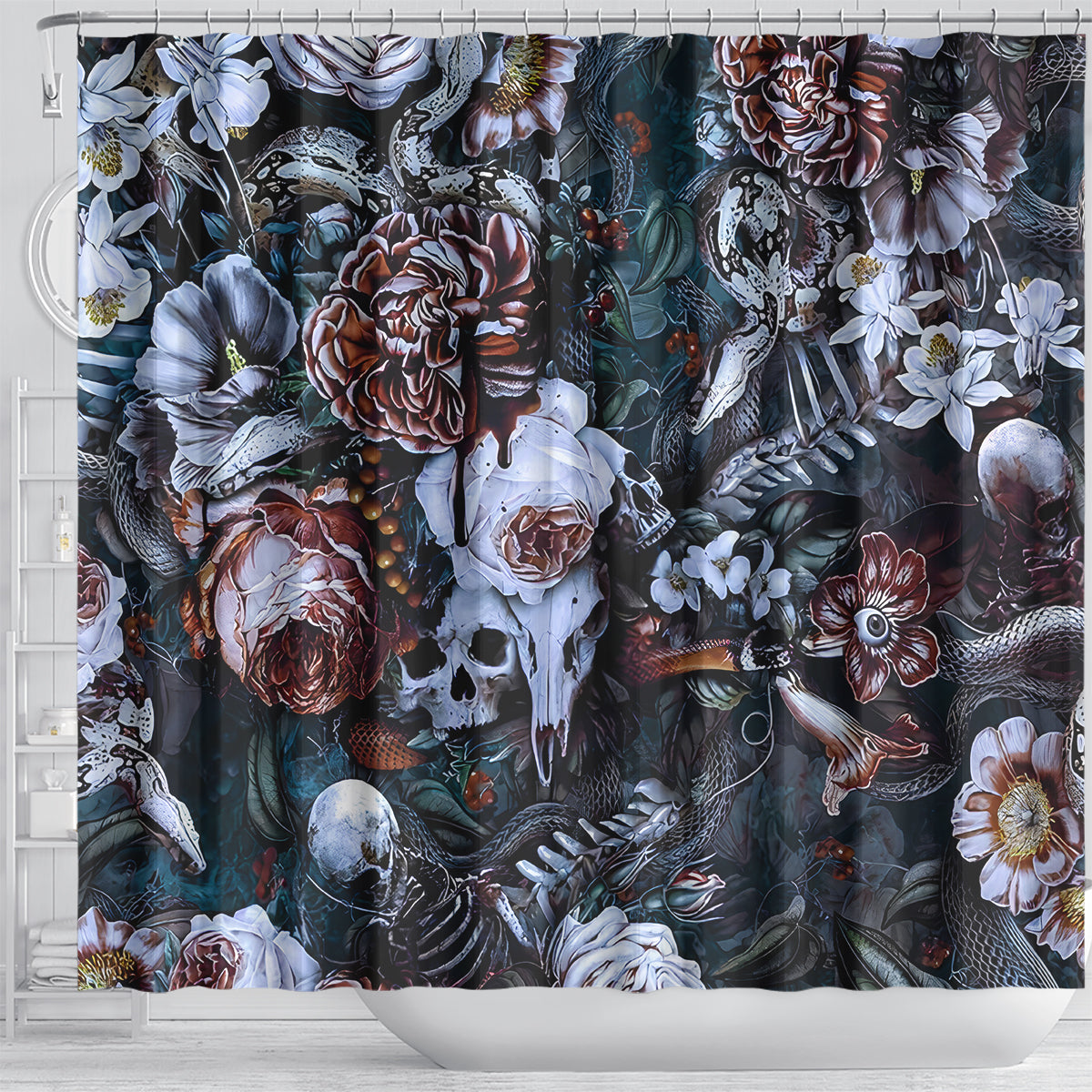 skulls-white-nightmare-shower-curtain