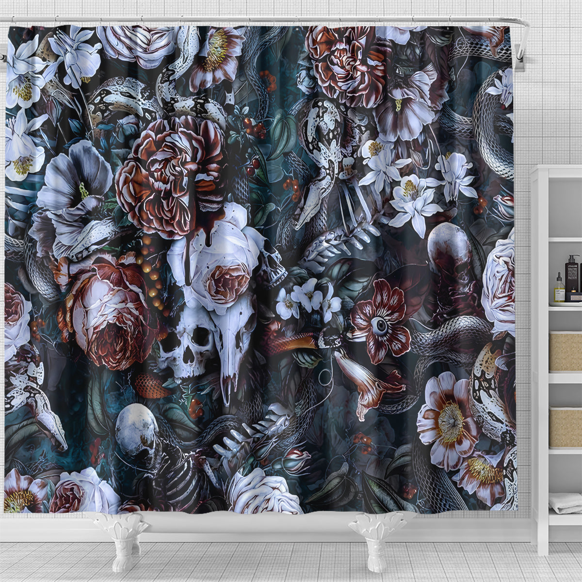 skulls-white-nightmare-shower-curtain