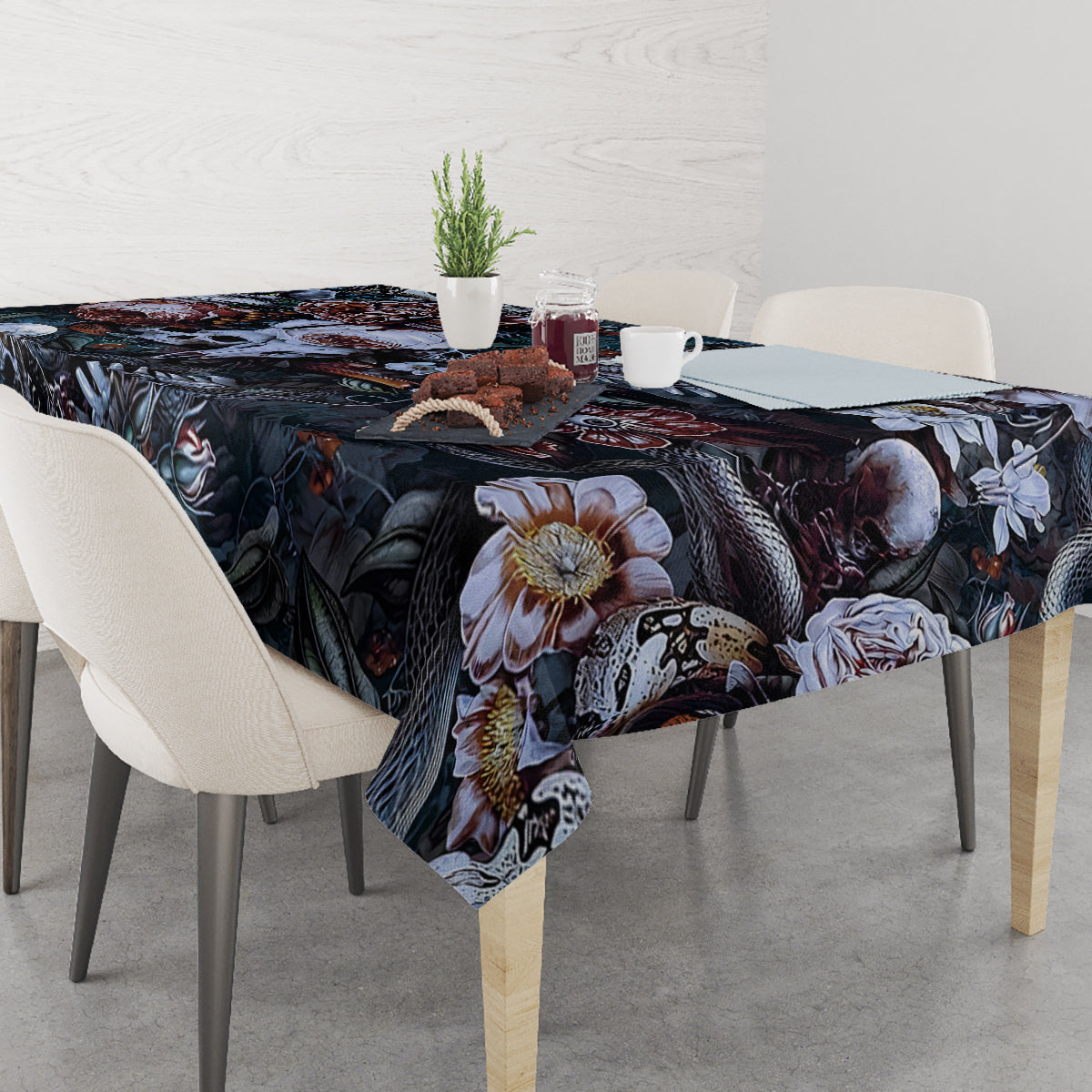 Skulls White Nightmare Tablecloth - Wonder Print Shop