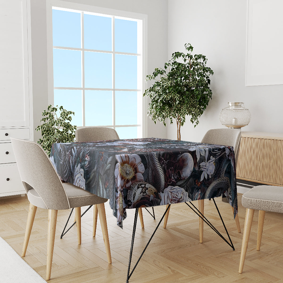 Skulls White Nightmare Tablecloth - Wonder Print Shop