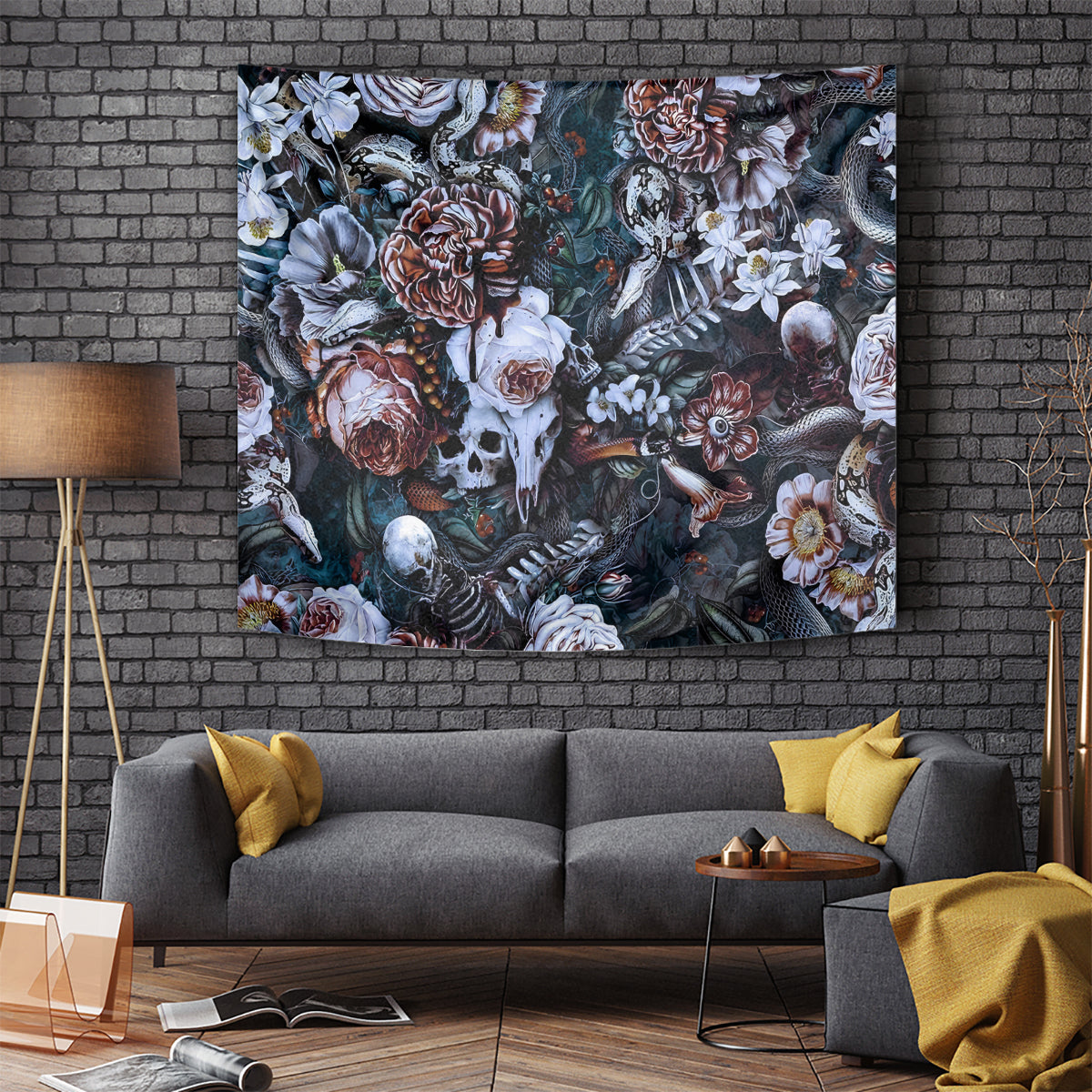 Skulls White Nightmare Tapestry - Wonder Print Shop