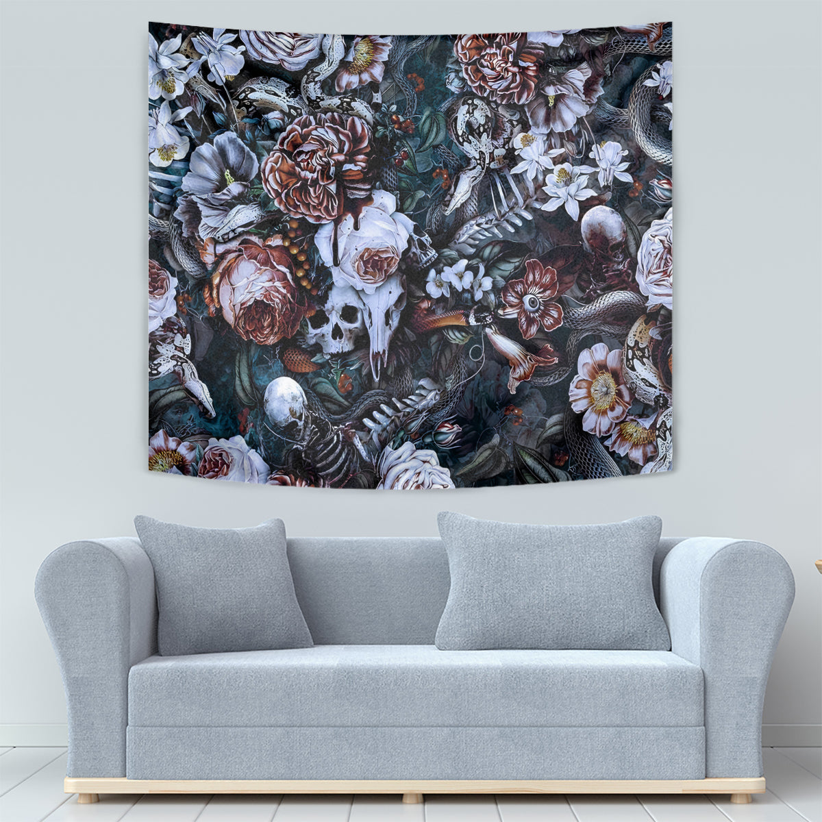 Skulls White Nightmare Tapestry - Wonder Print Shop