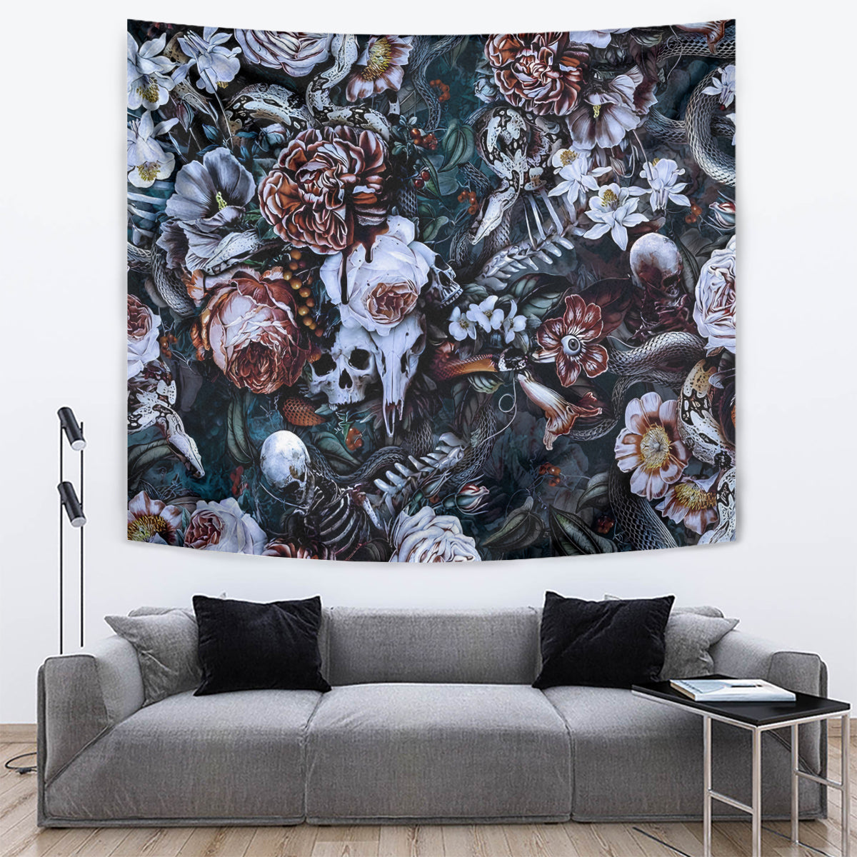 Skulls White Nightmare Tapestry - Wonder Print Shop