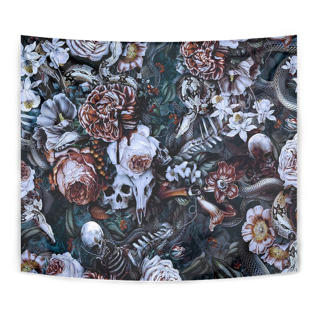 Skulls White Nightmare Tapestry - Wonder Print Shop