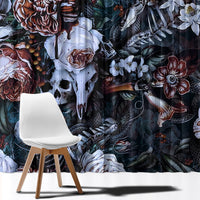 Skulls White Nightmare Window Curtain - Wonder Print Shop