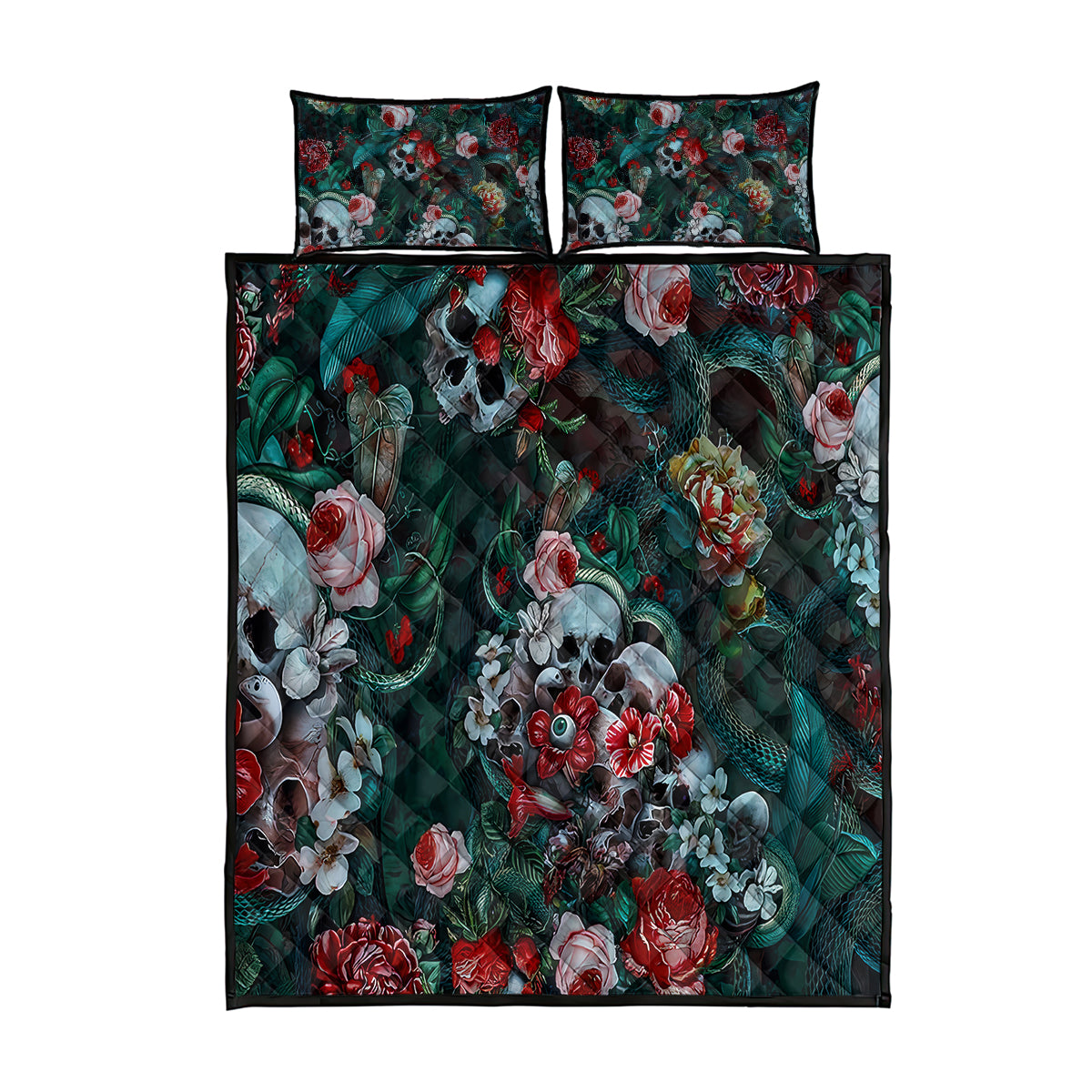 Green Poison Quilt Bed Set - Wonder Print Shop