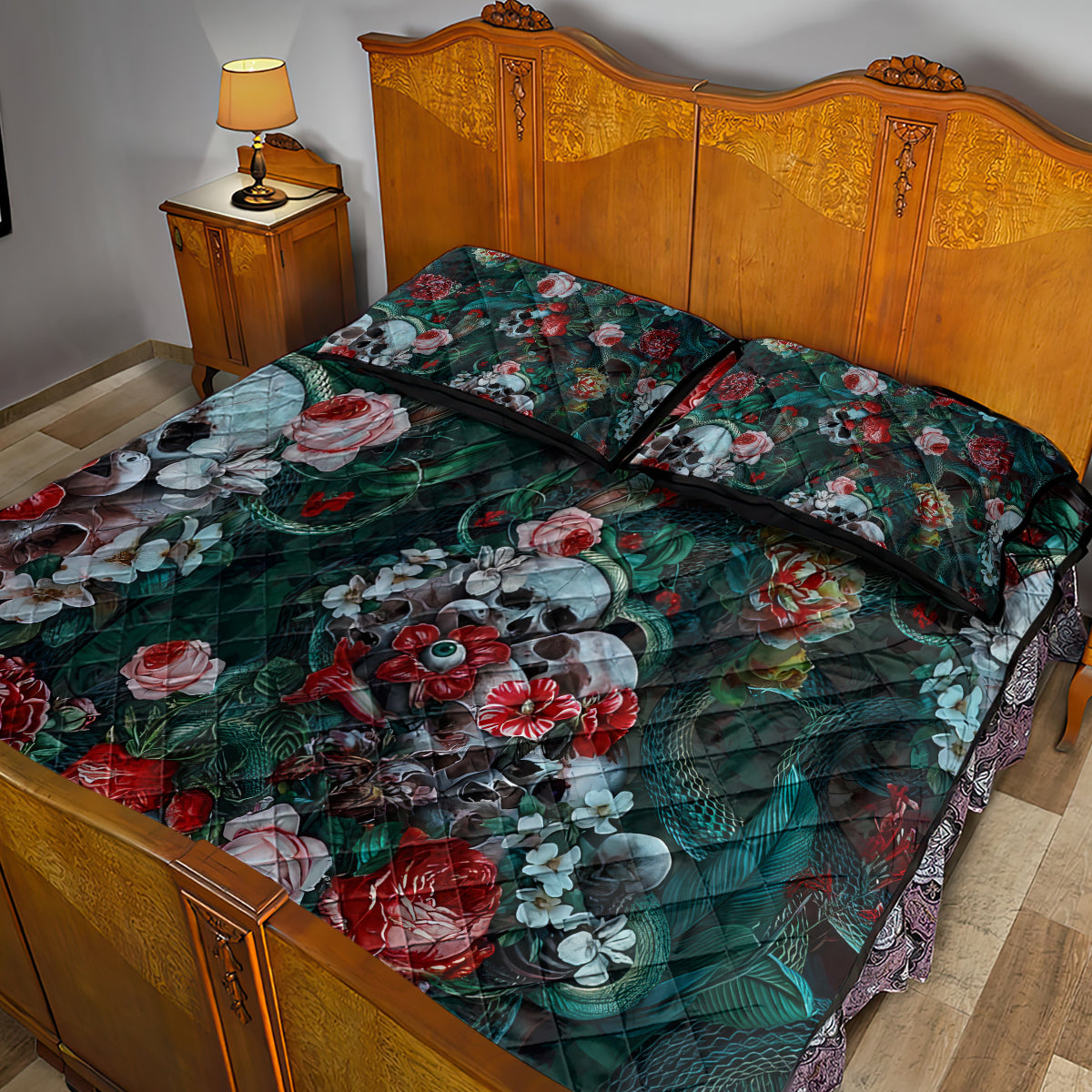 Green Poison Quilt Bed Set - Wonder Print Shop