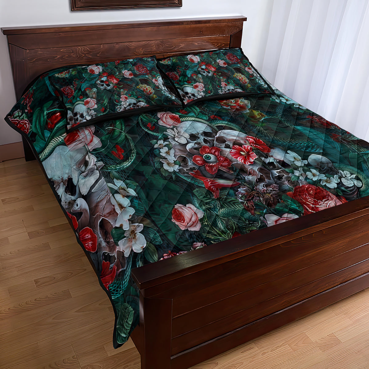 Green Poison Quilt Bed Set - Wonder Print Shop