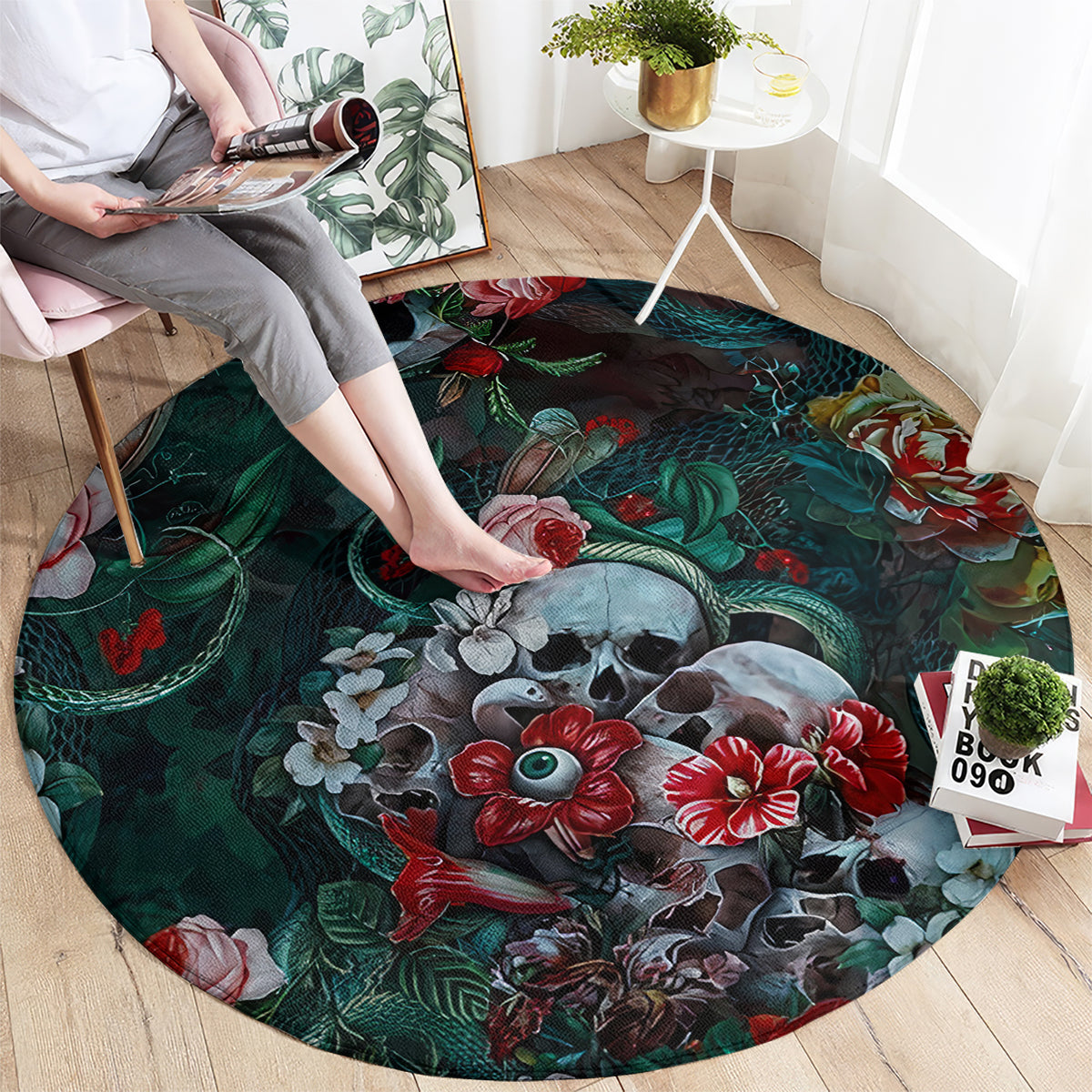 green-poison-round-carpet