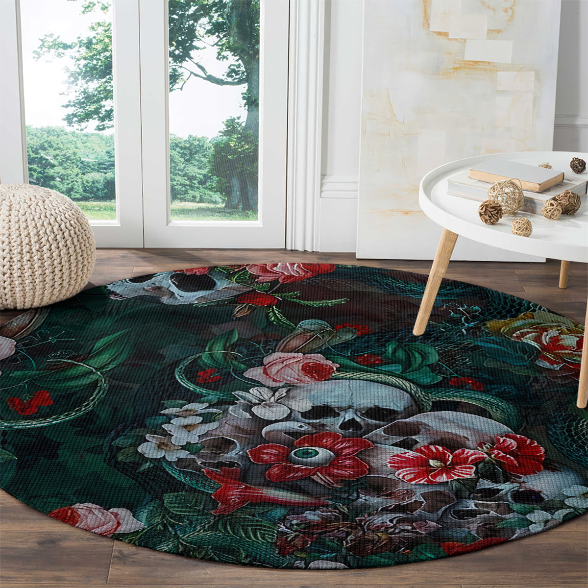green-poison-round-carpet