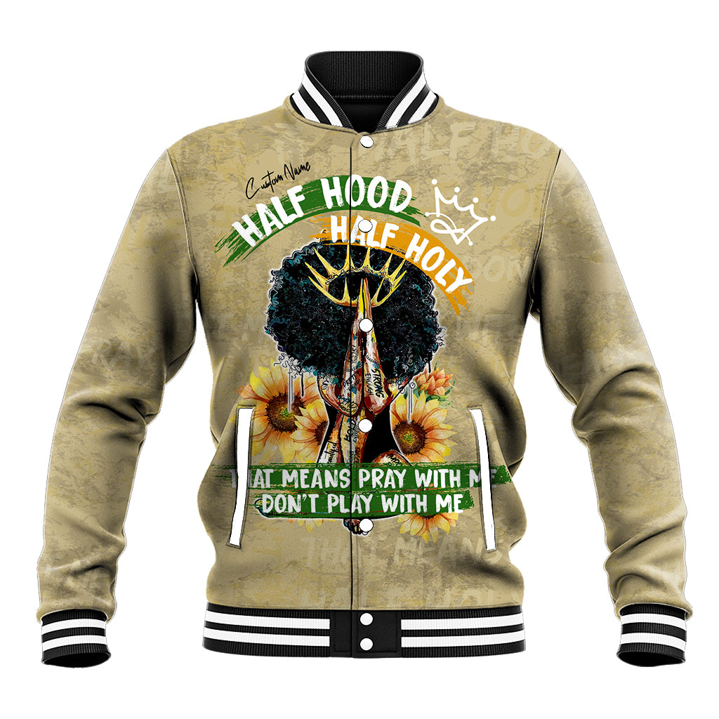 Personalized African Women Baseball Jacket Half Hood Half Holy - Wonder Print Shop