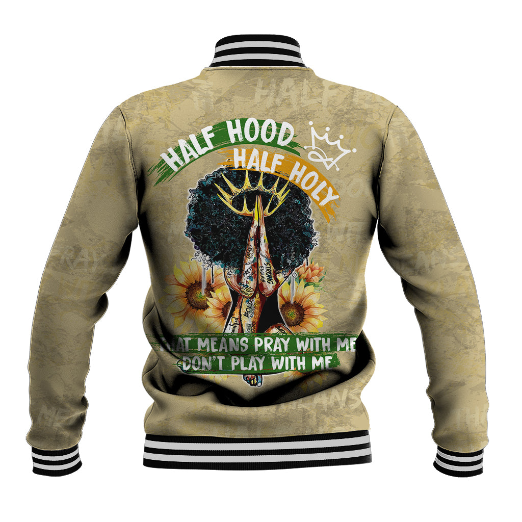 Personalized African Women Baseball Jacket Half Hood Half Holy - Wonder Print Shop