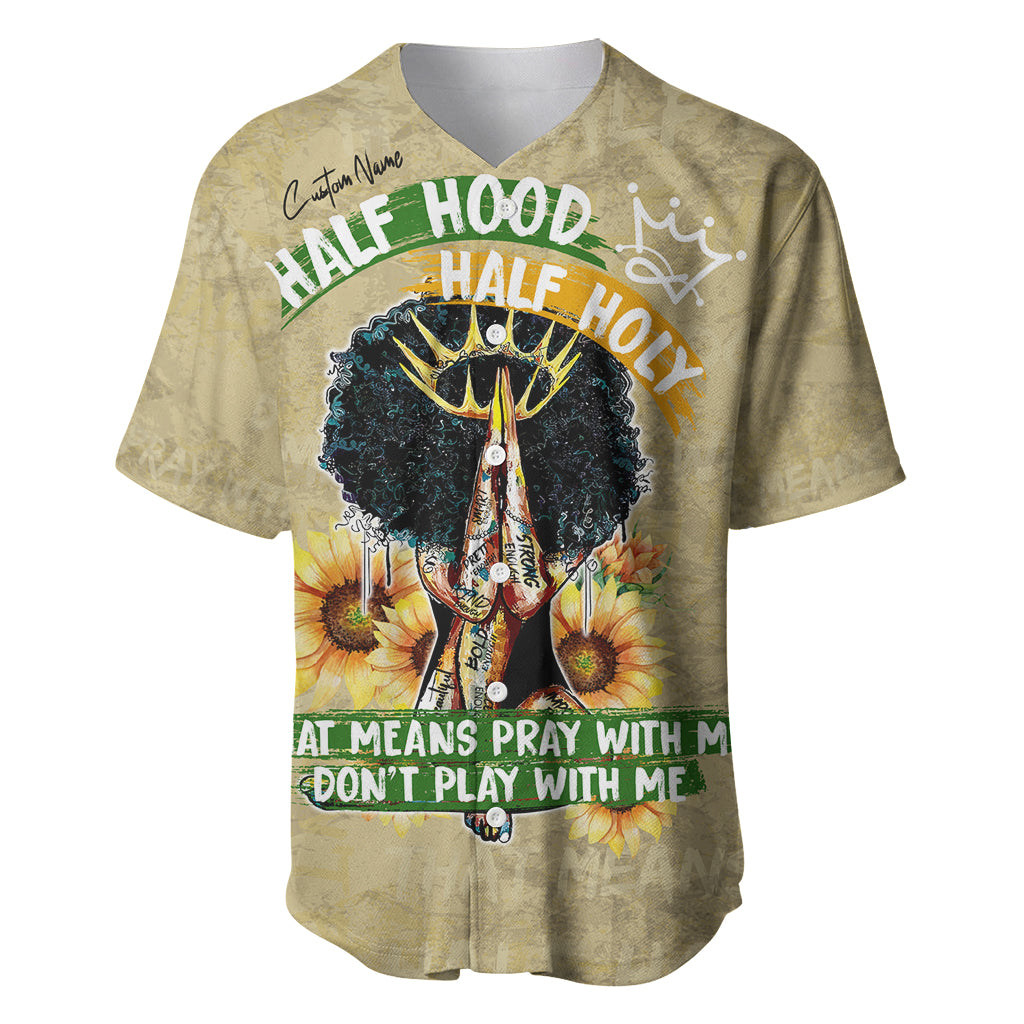 Personalized African Women Baseball Jersey Half Hood Half Holy - Wonder Print Shop