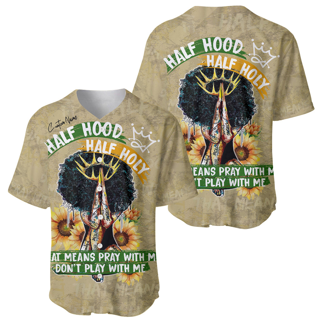 Personalized African Women Baseball Jersey Half Hood Half Holy - Wonder Print Shop
