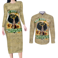 Personalized African Women Couples Matching Long Sleeve Bodycon Dress and Long Sleeve Button Shirt Half Hood Half Holy - Wonder Print Shop