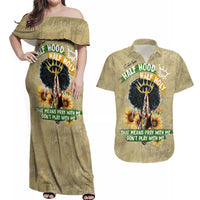 Personalized African Women Couples Matching Off Shoulder Maxi Dress and Hawaiian Shirt Half Hood Half Holy - Wonder Print Shop