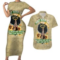 Personalized African Women Couples Matching Short Sleeve Bodycon Dress and Hawaiian Shirt Half Hood Half Holy - Wonder Print Shop