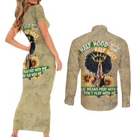 Personalized African Women Couples Matching Short Sleeve Bodycon Dress and Long Sleeve Button Shirt Half Hood Half Holy - Wonder Print Shop