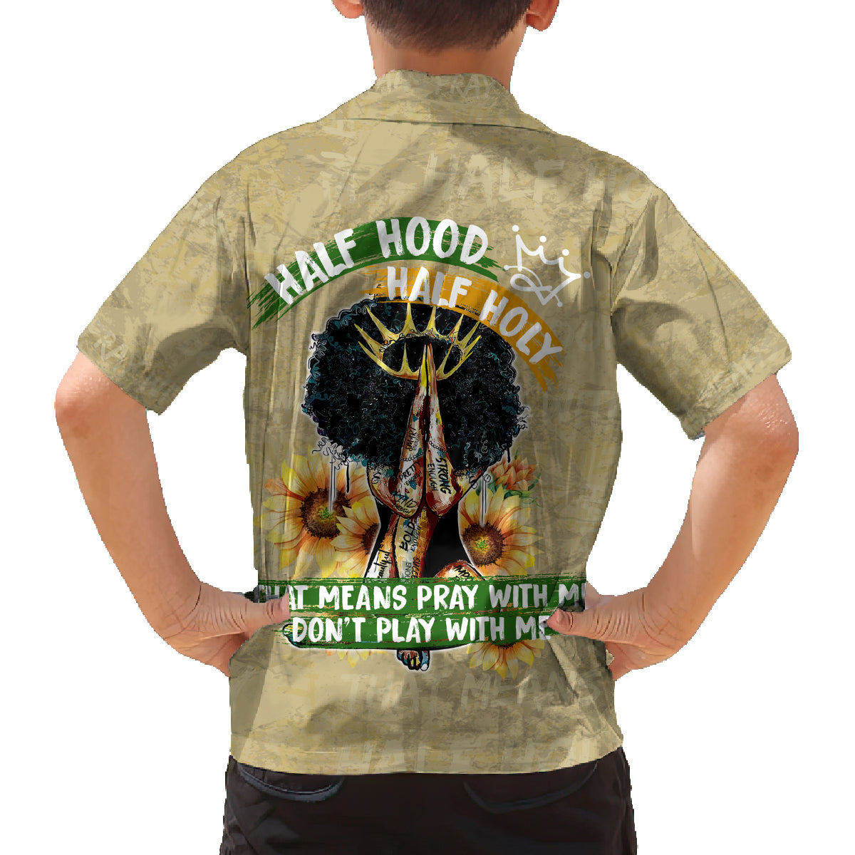 Personalized African Women Family Matching Off Shoulder Long Sleeve Dress and Hawaiian Shirt Half Hood Half Holy - Wonder Print Shop