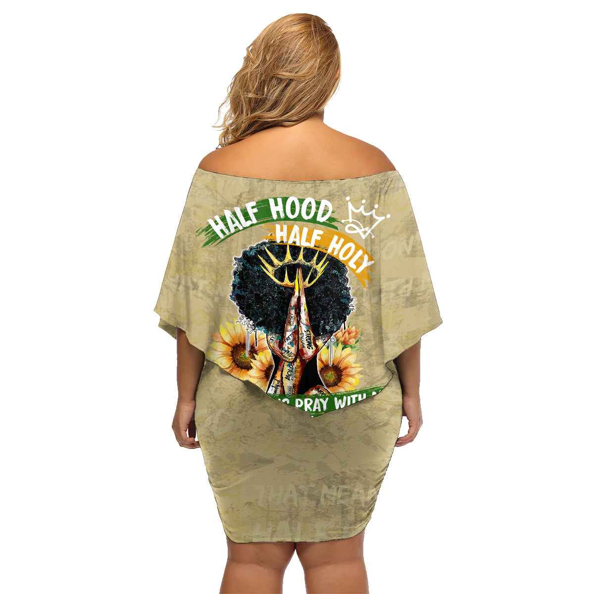 Personalized African Women Family Matching Off Shoulder Short Dress and Hawaiian Shirt Half Hood Half Holy - Wonder Print Shop