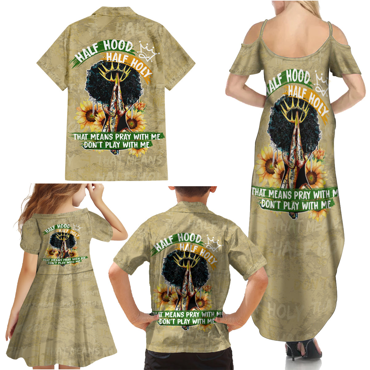 Personalized African Women Family Matching Summer Maxi Dress and Hawaiian Shirt Half Hood Half Holy - Wonder Print Shop
