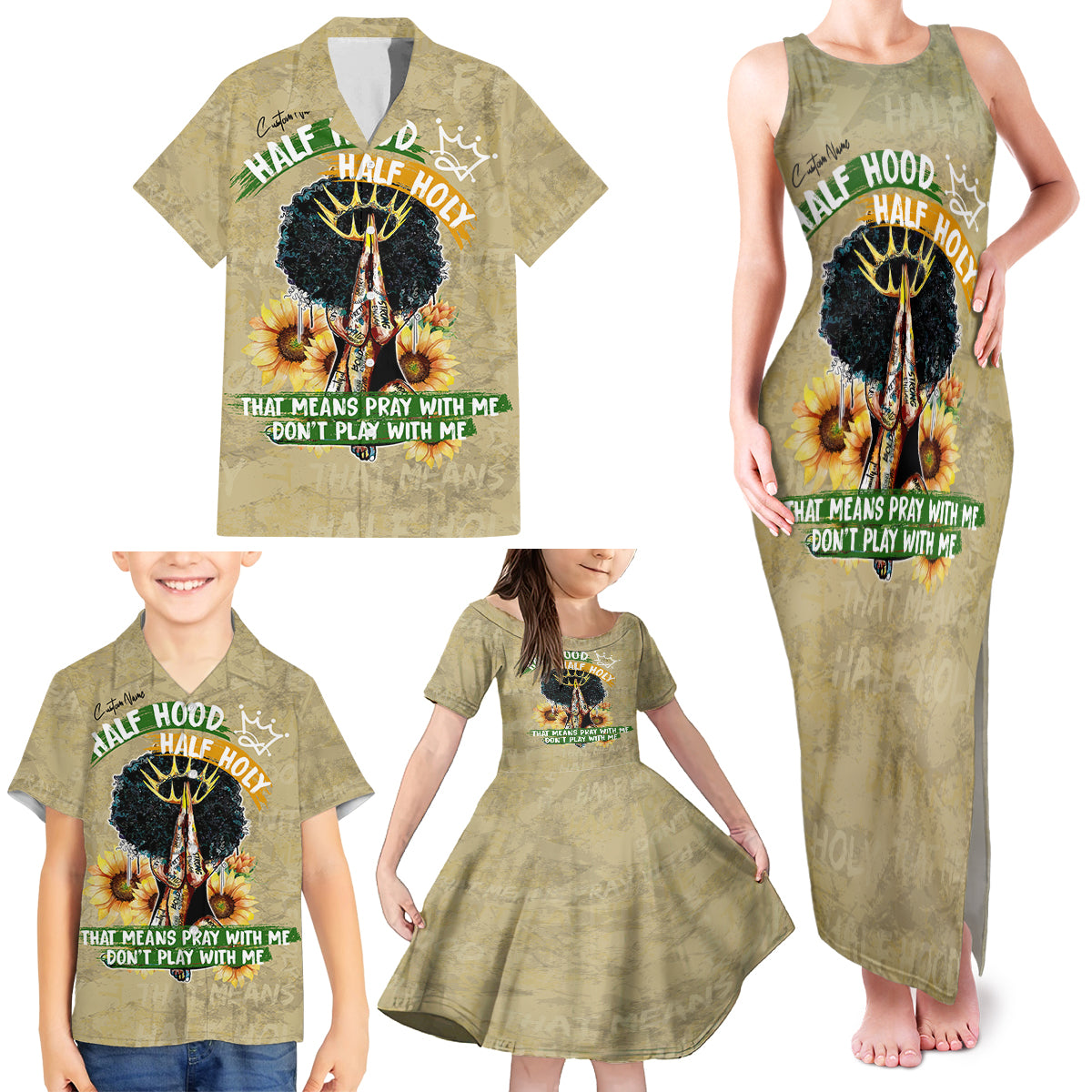 Personalized African Women Family Matching Tank Maxi Dress and Hawaiian Shirt Half Hood Half Holy - Wonder Print Shop