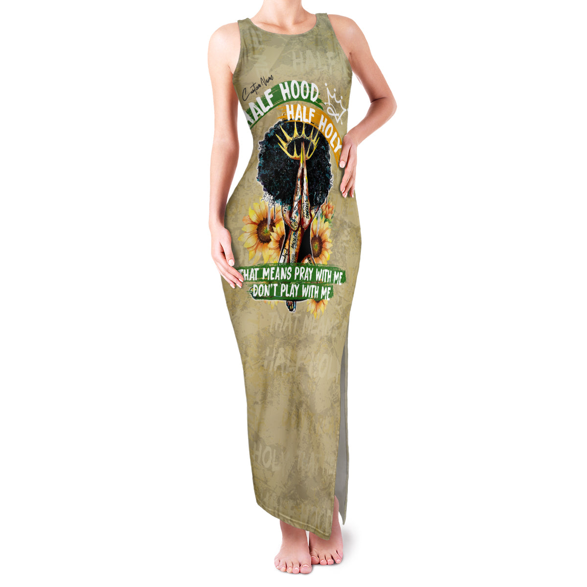 Personalized African Women Family Matching Tank Maxi Dress and Hawaiian Shirt Half Hood Half Holy - Wonder Print Shop