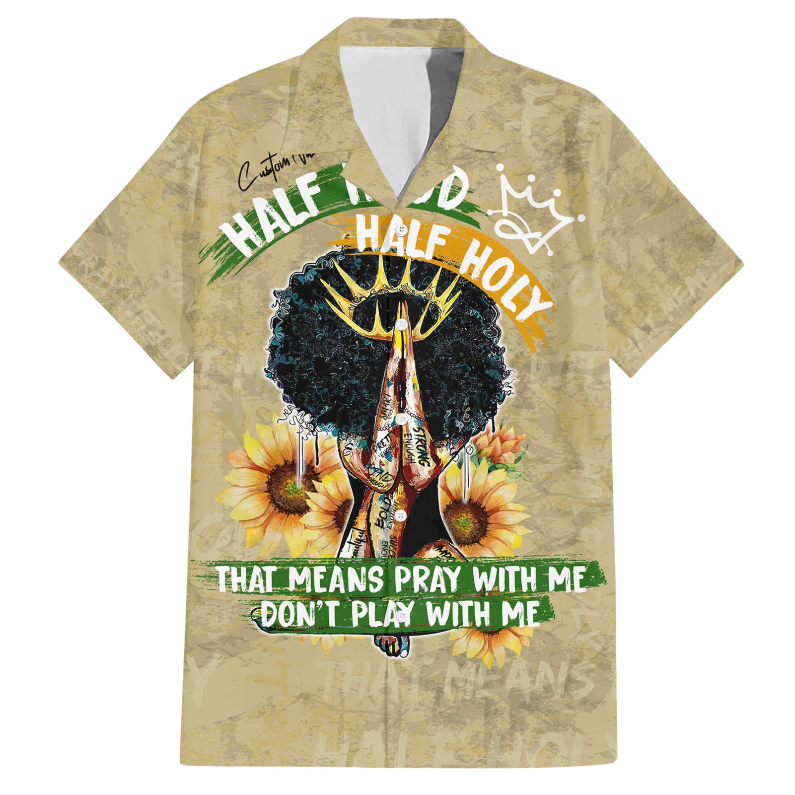 Personalized African Women Hawaiian Shirt Half Hood Half Holy - Wonder Print Shop