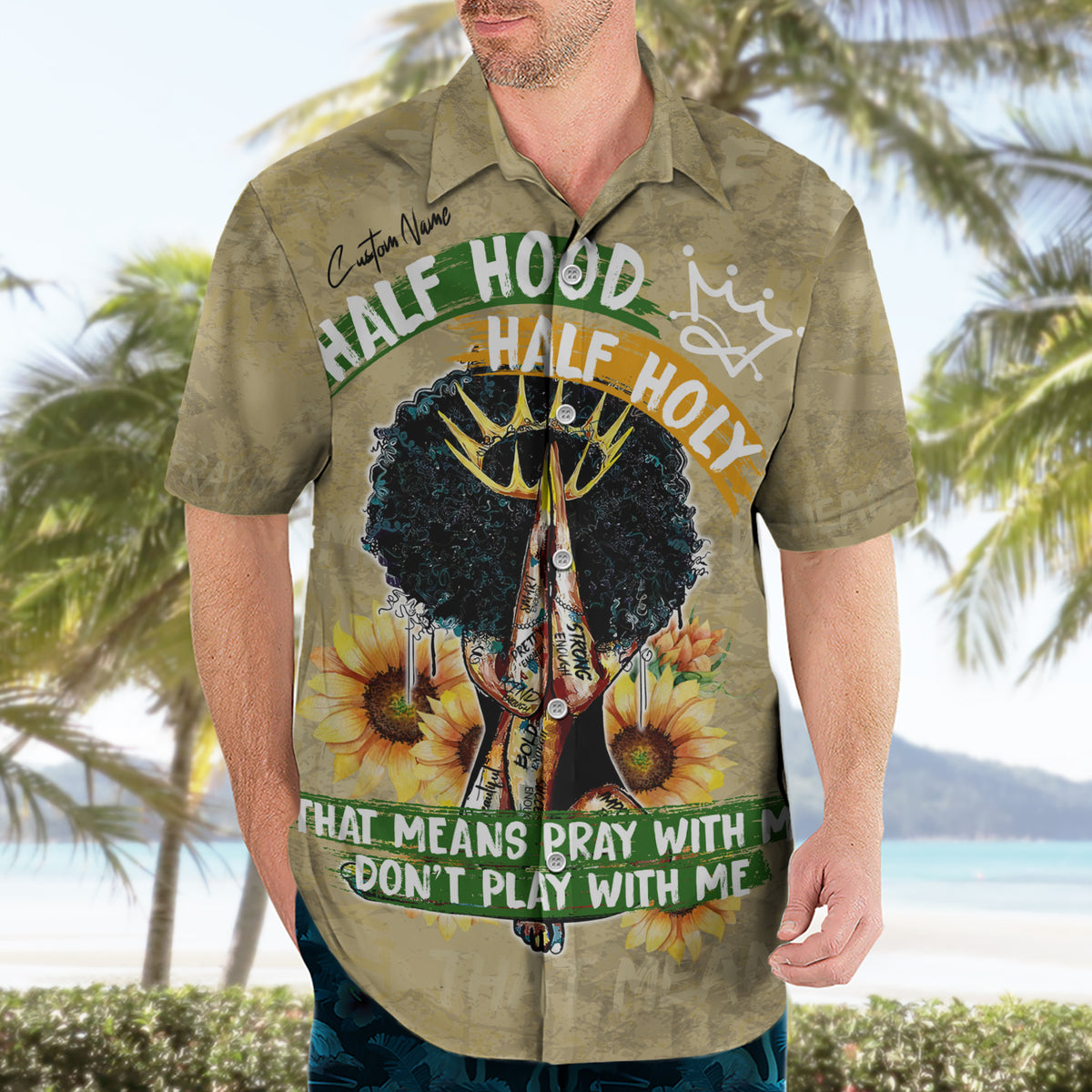 Personalized African Women Hawaiian Shirt Half Hood Half Holy - Wonder Print Shop