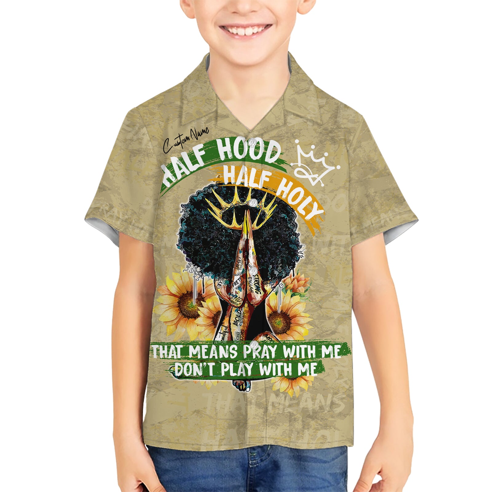 Personalized African Women Kid Hawaiian Shirt Half Hood Half Holy - Wonder Print Shop