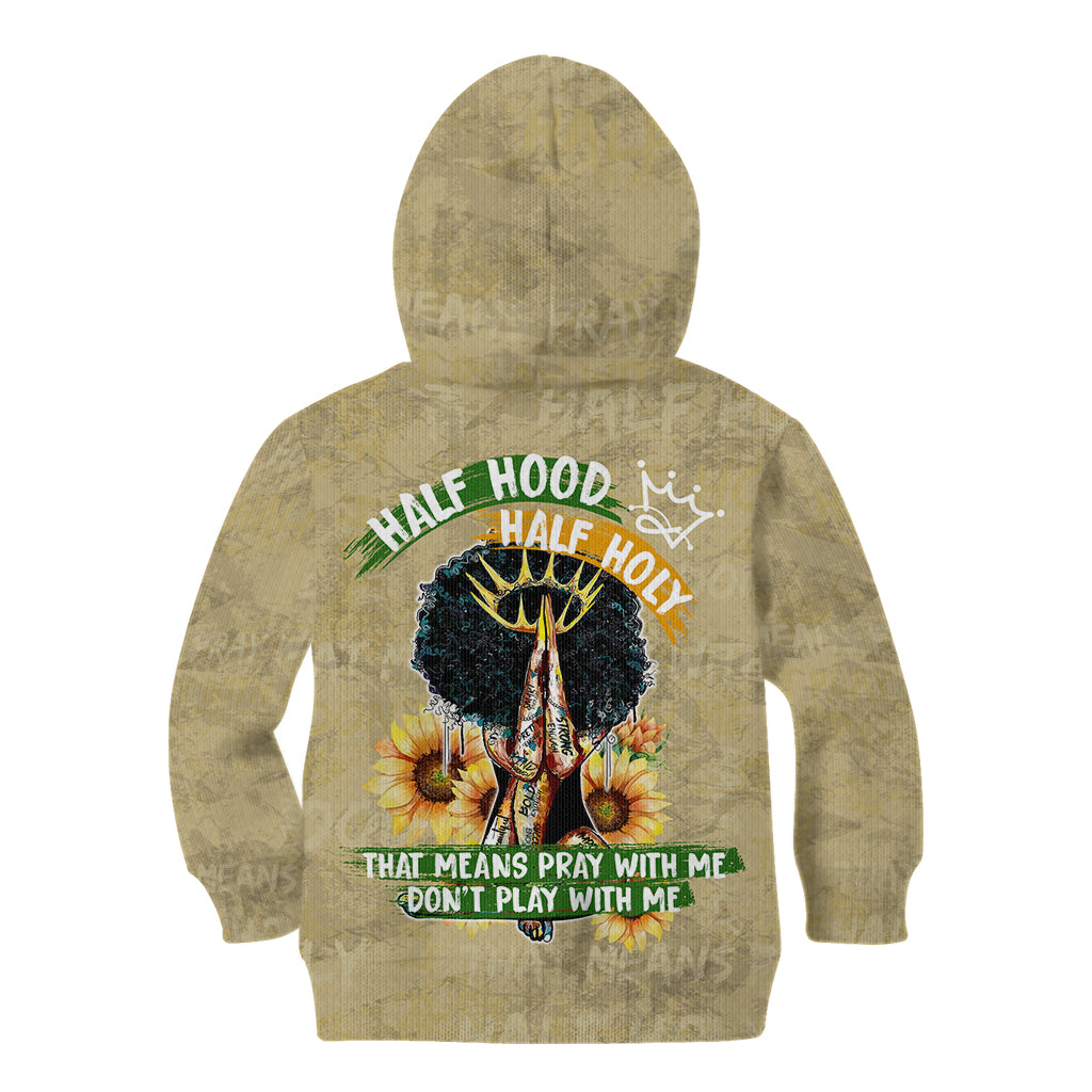 Personalized African Women Kid Hoodie Half Hood Half Holy - Wonder Print Shop