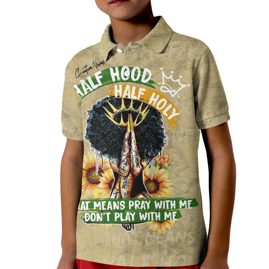 Personalized African Women Kid Polo Shirt Half Hood Half Holy - Wonder Print Shop