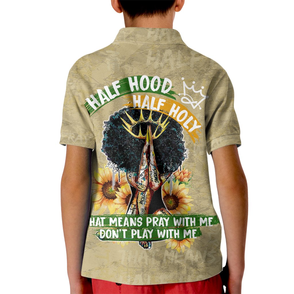 Personalized African Women Kid Polo Shirt Half Hood Half Holy - Wonder Print Shop