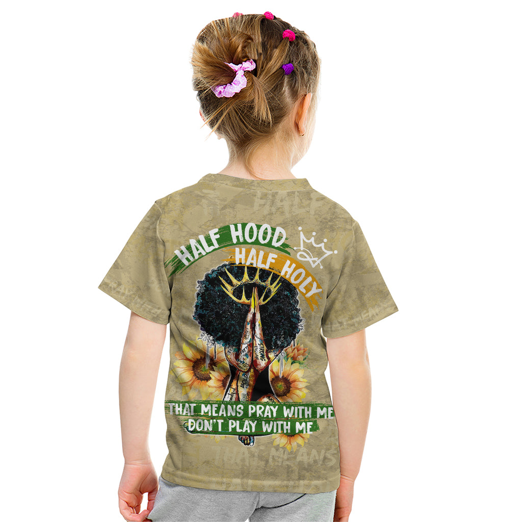 Personalized African Women Kid T Shirt Half Hood Half Holy - Wonder Print Shop