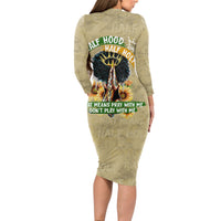 Personalized African Women Long Sleeve Bodycon Dress Half Hood Half Holy - Wonder Print Shop