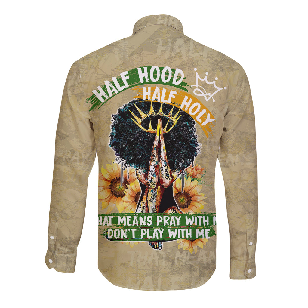 Personalized African Women Long Sleeve Button Shirt Half Hood Half Holy - Wonder Print Shop