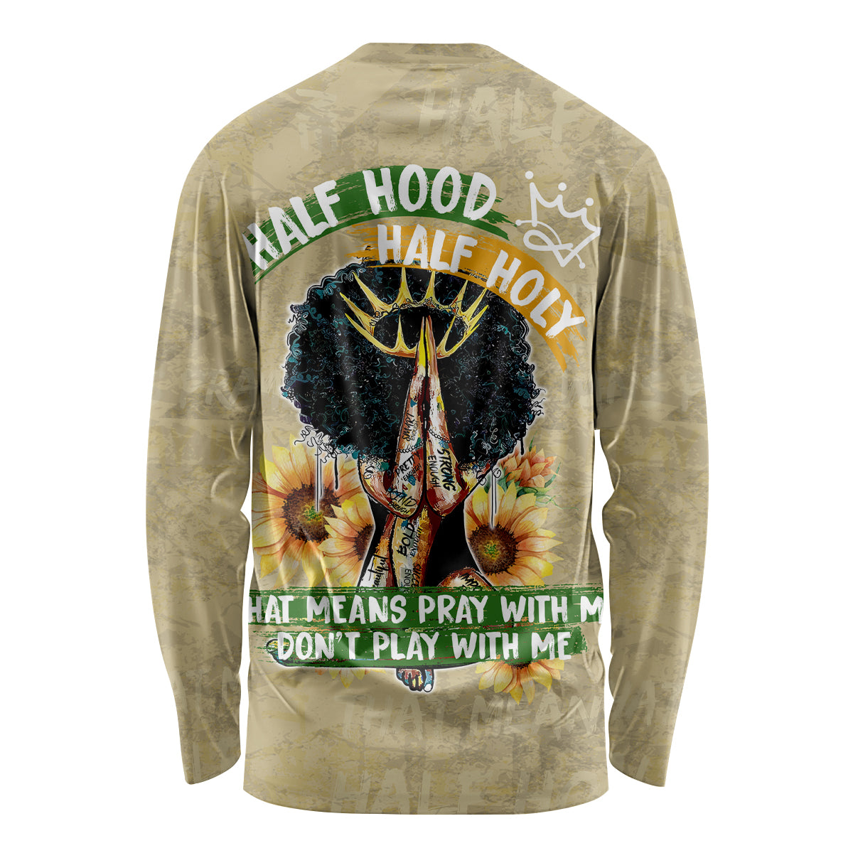 Personalized African Women Long Sleeve Shirt Half Hood Half Holy - Wonder Print Shop